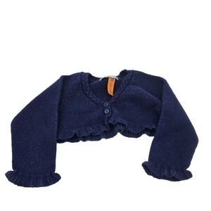 Mayoral Baby Girls Navy Blue Knit Ruffle Cardigan Sweater 0-6M Made in Spain